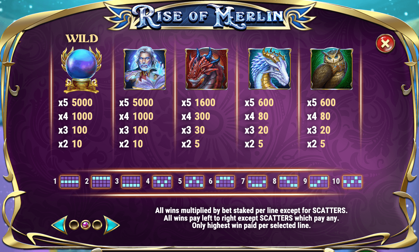 RISE OF MERLIN Play'n Go 123Joker game