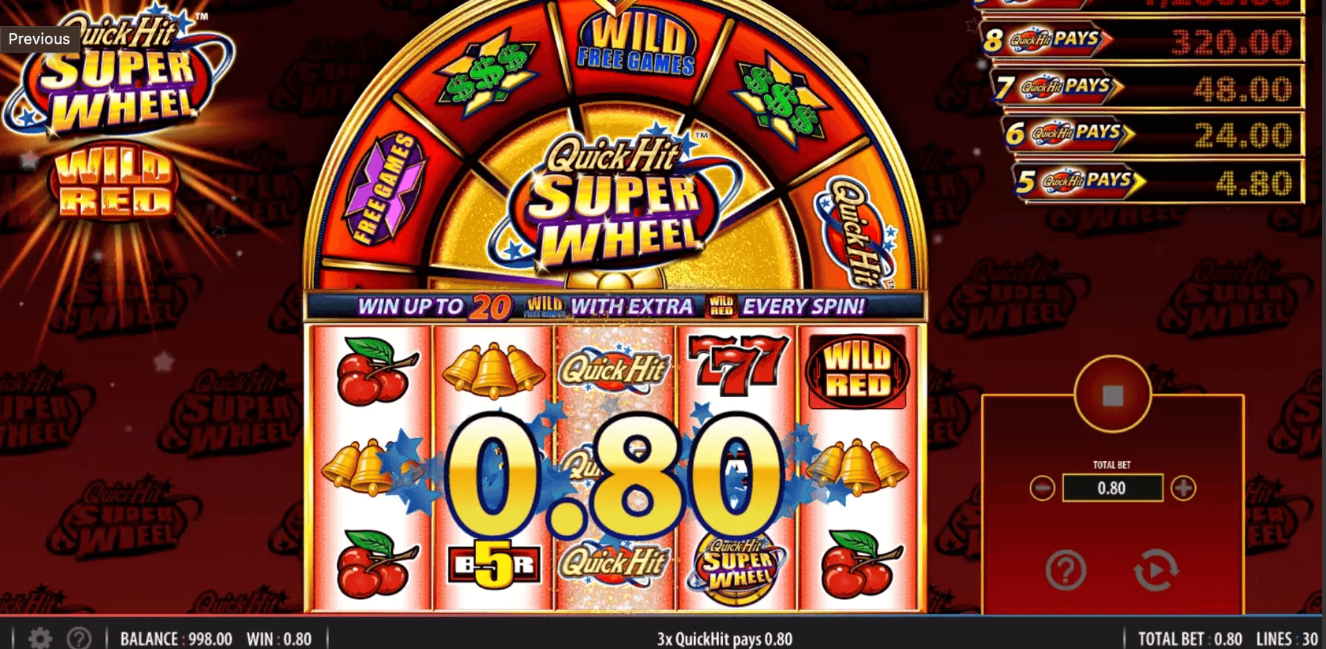 Quick Hit Super Wheel Wild Red Light & Wonder wwwJoker
